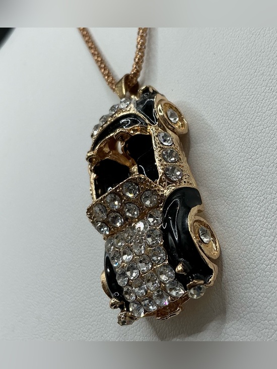 Betsey Johnson Jewelry - BETSEY JOHNSON GOLD TONE RHINESTONE ENAMEL CONVERTIBLE CAR PENDANT NECKLACE